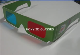 Rote und cyan-blaue Gläser des Anaglyph-3D mit Customied-Druckpapier-Rahmen