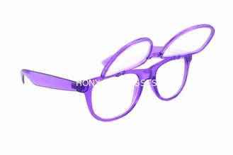 Transparente purpurrote Plastikbeugungs-Gläser, schlagen herauf Gläser leicht