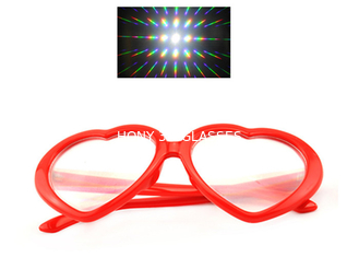 Regenbogen-Gläser roter der Herz-Rahmen-Plastikbeugungs-Feuerwerks-3D für Partei